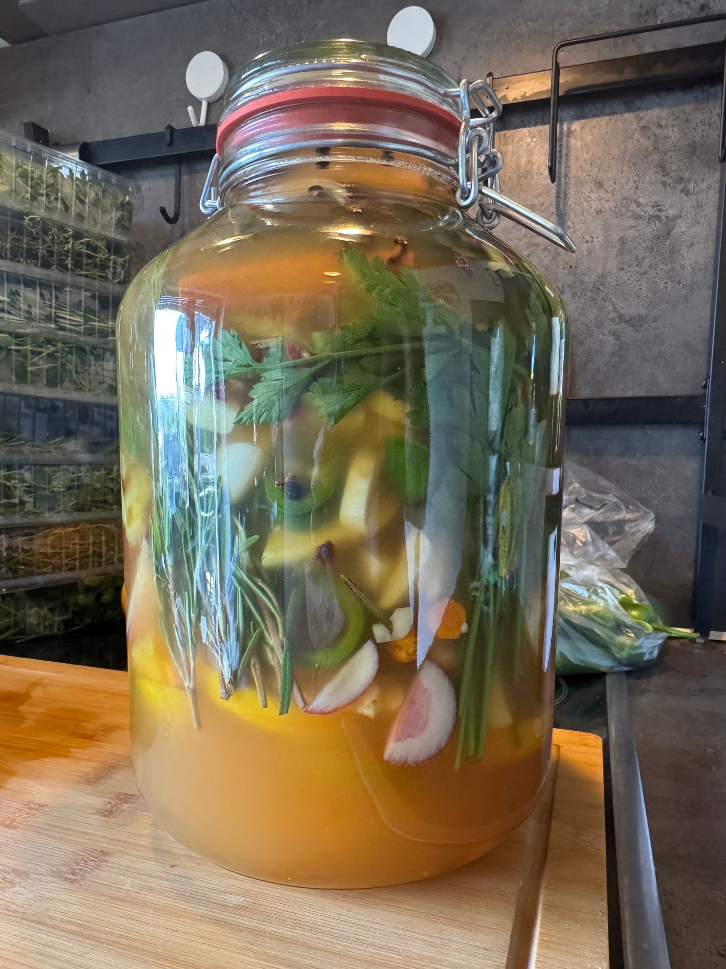 This is a 1 gallon batch. Once infused it will be strained, honey will be added, and then it will be poured into 12 oz bottles for purchase.